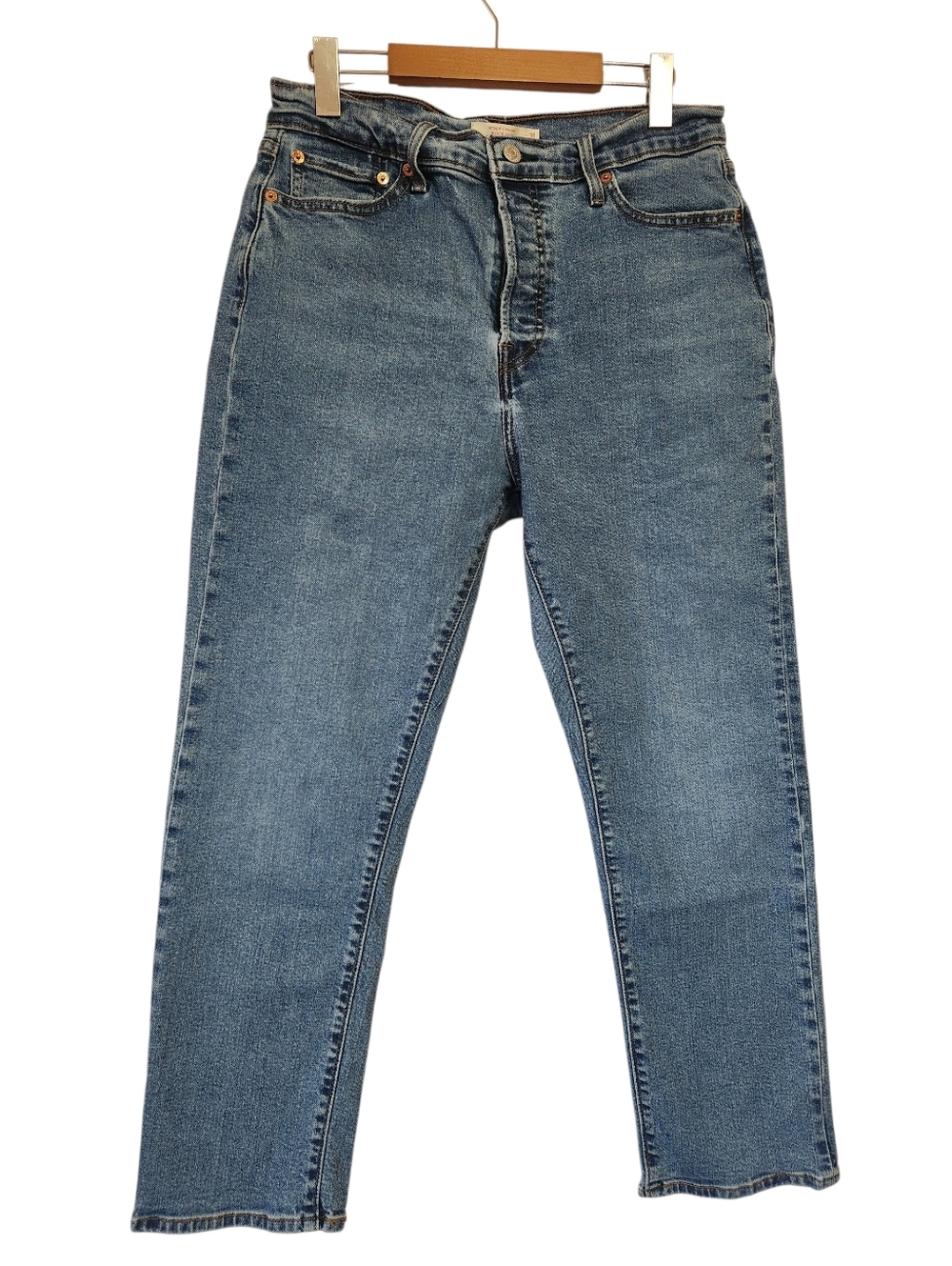 Levi's Wedgie Straight High Rise Jeans Love In The Mist Wash Blue Sz 31 Like New